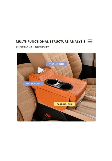 Chuangyinshop Siyah Kırmızı Araç Kolçak Minderi Bardak Tutuculu Kaymaz Yüzeyli Depolama Bölmeli