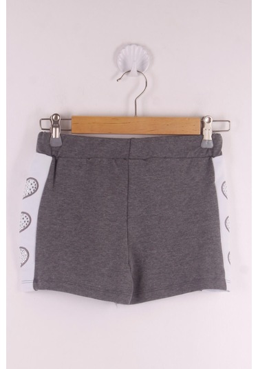 Toontoy Kız Çocuk Kalp Nakışlı Şort Antrasit Melanj