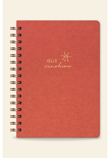 A5 Spiralli Sert Kapak Keten Düz Çizgisiz Tarihsiz Not Defteri Mercan Mercan