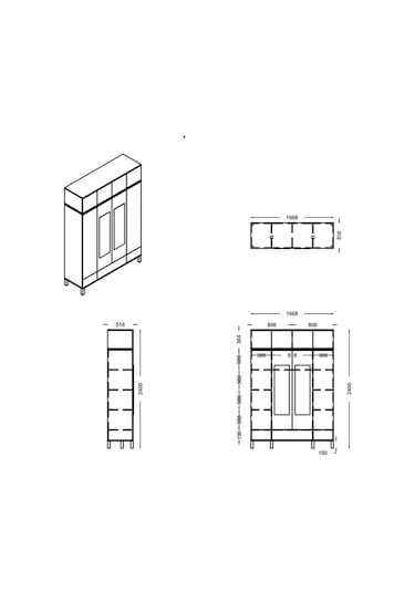 Gardırop, Bianca 4 Kapaklı Aynalı Dolap Ve Yüklük