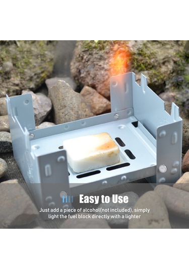 Kangvka Taşınabilir Katlanabilir Çalışan Çakmaklı Çinko Levha Mutfak Aleti, Kamp, Bisiklet Turu, Doğa Seyahatleri İçin Alkol, Katı Yakıt Kullanan Isıtıcı Gümüş