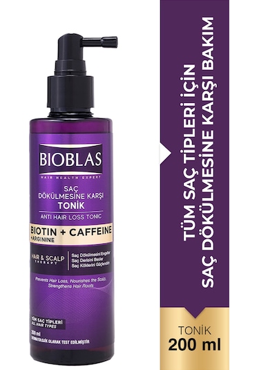 Bioblas Kafein Arjinin Biotin Saç Dökülmesi Karşıtı Tonik 200 Ml Besleyici, Güçlendirici, Dökülme Karşıtı