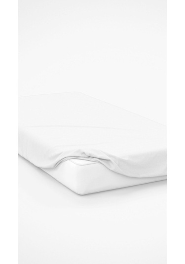 Altın Karma Jersey Penye Pamuklu 180x200 Cm Çift Kişilik Lastikli Çarşaf Beyaz Beyaz