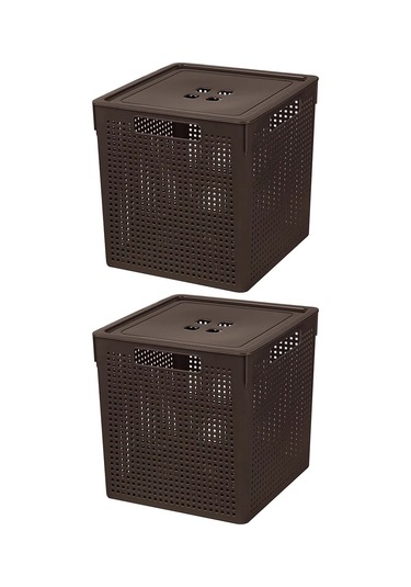 El Casa 2 Adet, 23 Litre Depolama Kutuları Depolama İçin 2 Adet, 23 Litrelik Kutular. 200720059 Koyu Kahverengi