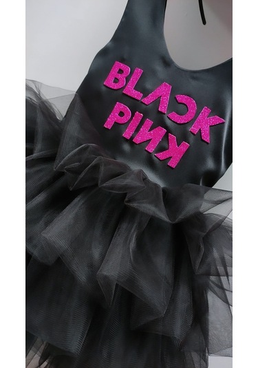 Black Pink Kız Çocuk Elbise Siyah