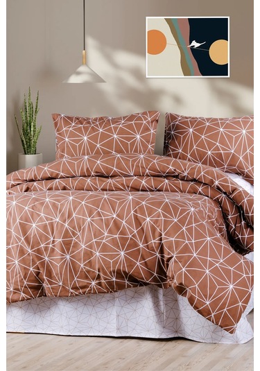 Aytunç Lotus %100 Pamuklu Tek Kişilik Nevresim Takımı 160x220 Cm Kahve