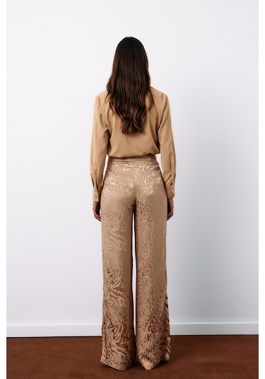 Sateen Desenli Saten Pantolon - Vizon-134957 Vizon