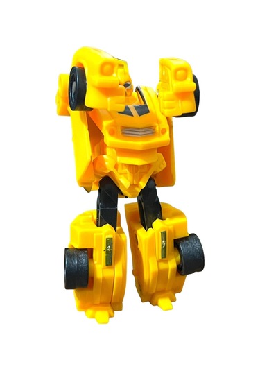 Super Warrior Mini Plastik Gövdeli Dönüşebilen Robot Araba 7.5 Cm Sarı