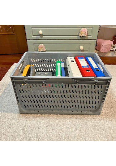 Alpbx Delikli Gri Plastik Kasa 60x40x32 Cm - Sepet 65 Litre