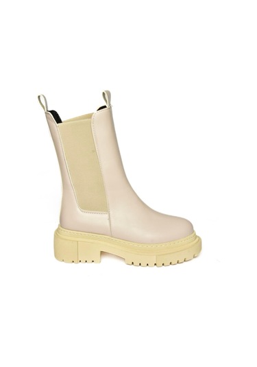Fox Shoes T652449009 Bej Kalın Tabanlı Kadın Bot Bej-suni Deri Bej