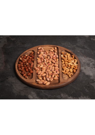 Sammwood 3 Bölmeli Ahşap Sunumluk ,çerezlik , Şekerlik