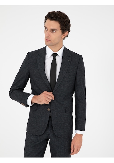 Cacharel Koyu Haki Slim Fit Yün Karışımlı Takım Elbise Yesıl