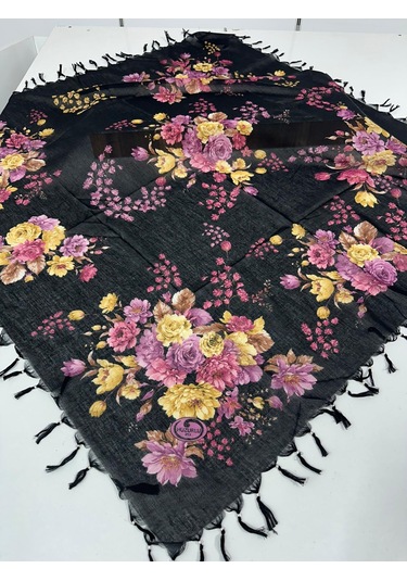 Sökme Boncuklu Pamuk Yazma - 05651 Siyah,nar