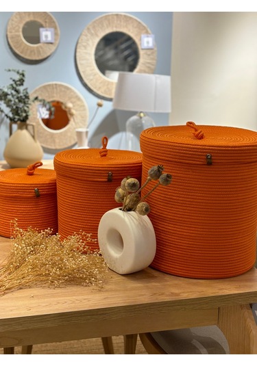 Victor Çok Amaçlı Düzenleyici Kapaklı Sepet,kapaklı Saksılık,kapaklı Organizer 26-20, Küçük Boy Turuncu