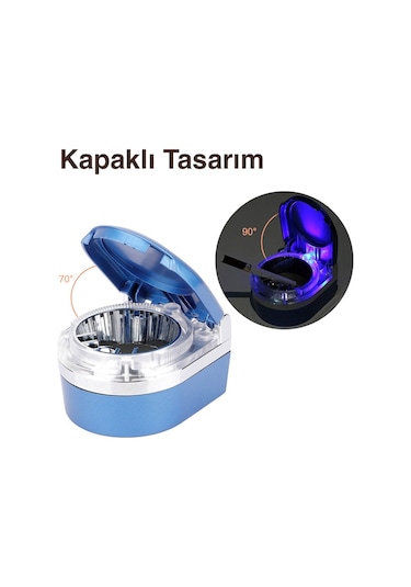 Ally Sd-1201 Led Işıklı Kapaklı Araç Küllük Oto Araba Kül Tablas Siyah