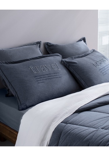 Bobigny Çift Kişilik Pamuklu Supersoft Comforter Set - İndigo Indigo