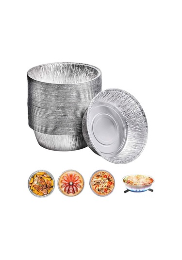 Symbee Hava Fritözü İçin Fda Onaylı 9 İnç Alüminyum Folyo Tepsisi, 50 Adet, Yüksek Sıcaklığa Dayanıklı, Pişirme/grill İçin Ev Kullanıma Uygun Gümüş
