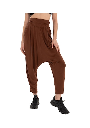 Inguz Beli Katlanabilir Yoga Şalvar Kahverengi