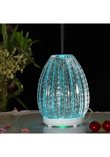 Rogfer 100ml Yaratıcı Vazo Şekli Aromaterapi Makinesi 3d Cam Nemlendirici Renkli Led Lambalı Otomatik Alkol Püskürtücü - Diğer