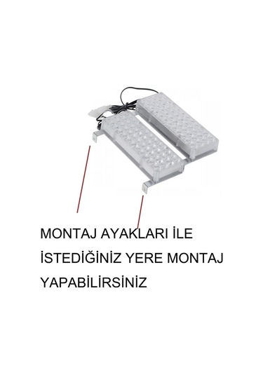 Kırmızı Mavi 96 Led Panjur İçi Polis Flash Led 48 X 2 Led