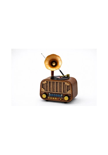 Nostaljik Gramofon Bluetooth Hoparlör Tasarım Dekoratif Radyo