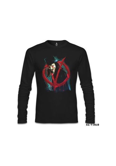 V For Vendetta - Give Him A Mask Siyah Erkek Sweatshirt