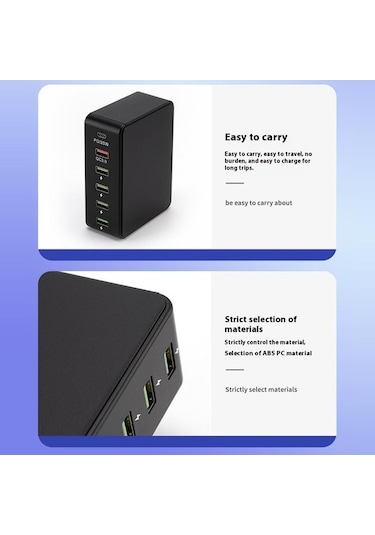 Tongxida 818pd Qc3.0 Pd 20w Hızlı Şarj İstasyonu, 5 Usb + 1 Type-c, Beyaz, Telefon Ve Tablet İçin Beyaz