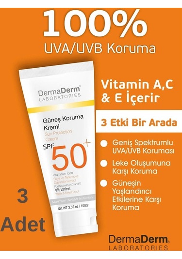 Dermaderm Güneş Kremi SPF50+ 3 x 100 ML