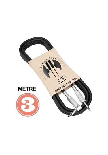 Gitar Jack Kablosu 10ft - 3m - Düz/L Gitar Keman Kemençe Bağlama