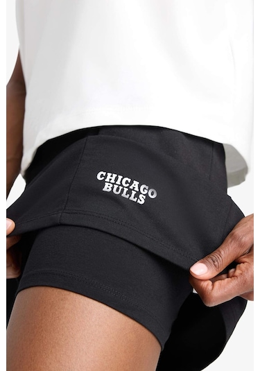 DeFactoFit NBA Chicago Bulls İçi Taytlı Mini Etek E2787AX25SMBK81 Siyah