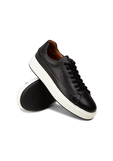 Deery Erkek Siyah Hakiki Deri Sneaker Ayakkabı - E4482msyhc01