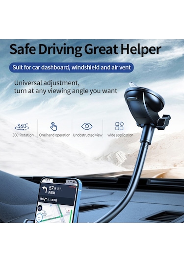 Cbtx L005l+m082 Araba Kontrol Paneli Ön Cam Telefon Tutacağı Vantuz Tabanı Ayarlanabilir Cep Telefonu Braketi - Sarı