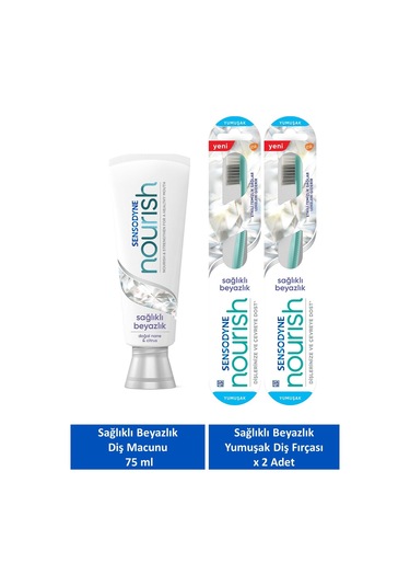 Sensodyne Nourish Sağlıklı Beyazlık Diş Macunu 75 ML + Yumuşak Diş Fırçası