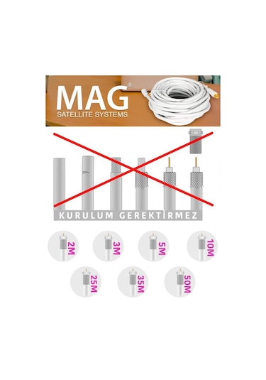 Mag 5 Metre Gold F Konnektörlü Anten Kablosu Full Hd 4K