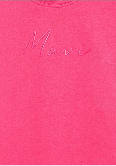 Mavi - Mavi Logo Baskılı Pembe Crop Tişört 7610181-71111 Pembe