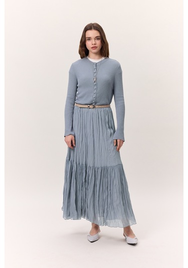 Crush Piliseli Uzun Etek Mavi Mavi