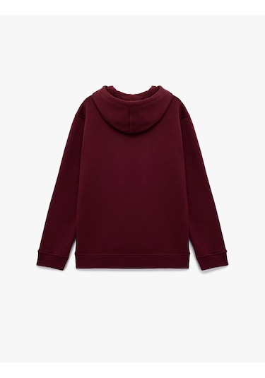 Koton Şardonlu Uzun Kollu Basic Kapşonlu Sweatshirt Bordo 6wam70015mk Bordo