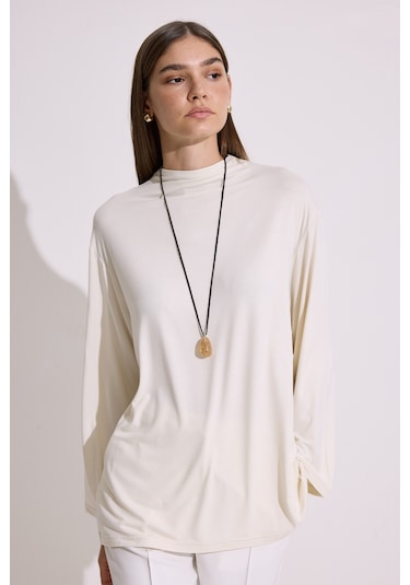 Dökümlü Uzun Kol Bluz İnci İnci