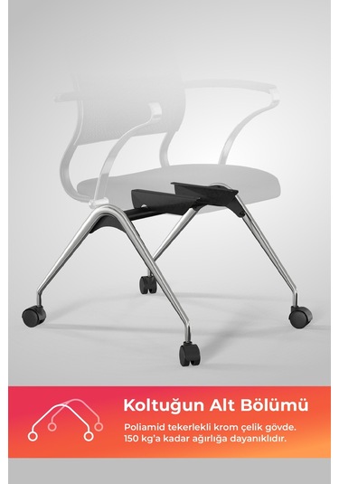 Ergolife Sit Air Toplantı Sandalyesi Tekerlekli, Krom Ayaklı, Fileli, Siyah, Çalışma Koltuğu -572.5f.1.662 Çok Renkli