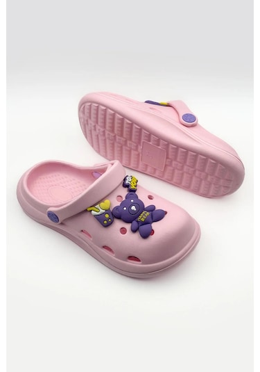 Çocuk Cross Terlik Bahçe Terliği Plaj Sahil Banyo Terliği 30-31-32-33-34-35 Numara Pudra Renk Pudra