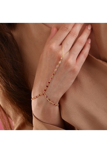 925 Ayar Gümüş Kırmızı Renk Geçişli Tamtur Şahmeran Altın