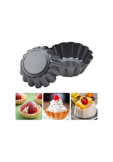 2 Adet Karbon Çelik Kalınlaştırılmış Kompozit Kek Kalıbı Dıy Pişi Siyah