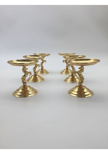 6'lı Gold Atlı Lokumluk, Çay Ve Kahve Yanı Sunumluk, Şekerlik