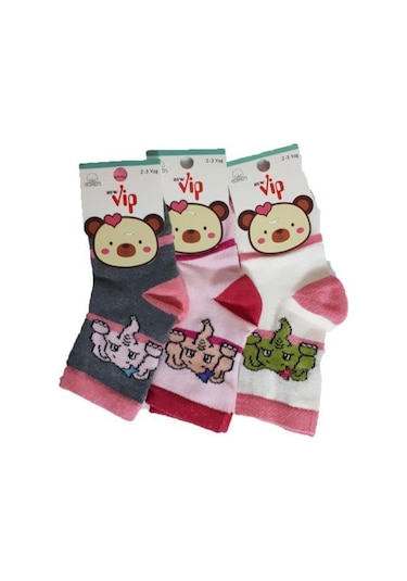 Lababy Renkli Desenli Kız Bebek Soket Çorap 6 Lı Paket Çok Renkli