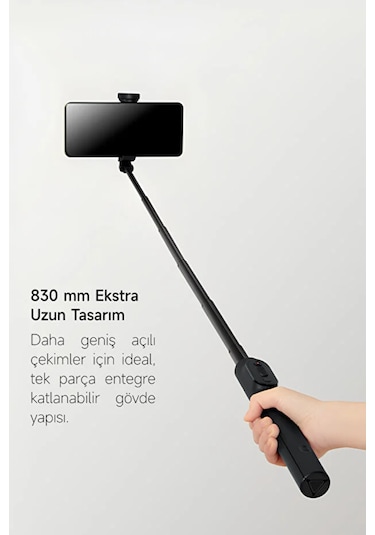 Mi Tripod Zoom Selfie Stick 2 Siyah Bluetooth Kumandalı Üçü Birarada Selfie Çubuğu Tripod