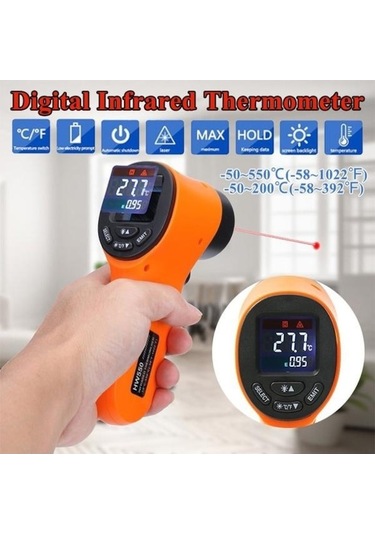 Novahub Mavi Temassız Kızılötesi Mutfak Termometresi Ev Barbekü Et Sütü Gıda Sıcaklık Tabancası Elektronik Termometreler Ölçme Aletleri