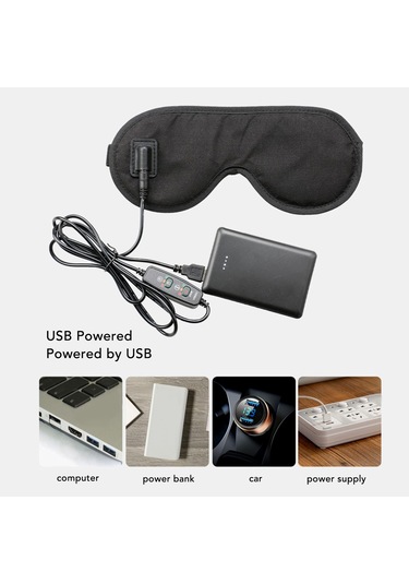 Lichen Isıtmalı Göz Maskesi, Usb Elektrikli Göz Sıkıştırmalı Siyah