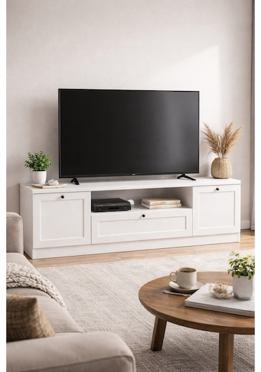 Terra Tv Ünitesi 160x46x35 Cm Beyaz - Modern Tasarım