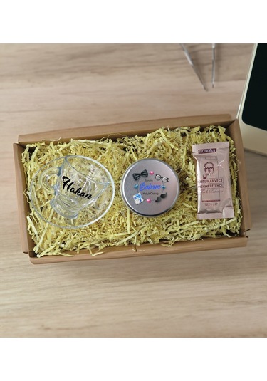 Bk Gift Kişiye Özel İsimli Dtf Baba Temalı Cam Kahve Fincanı + Türk Kahvesi + Gümüş Metal Kutuda Mum Seti-8