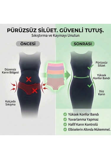 Nicoletta Kadın Külot 5 Li Paket Yüksek Bel Pamuklu Likrali Somon